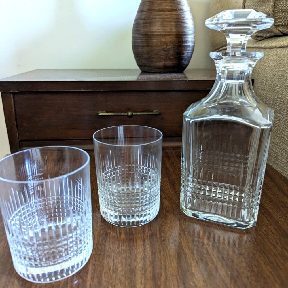 Baccarat decanter and tumbler set
